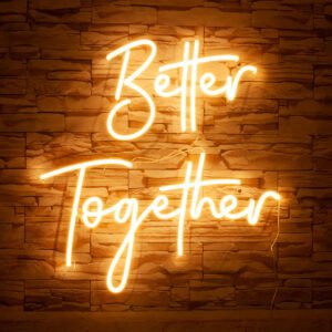 Better Together Neon Sign – Golden Amber LED Light for Cafés & Wall Decor - 24In x 24In