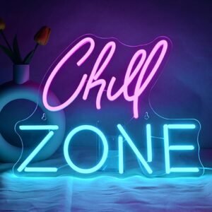 Chill Zone Neon Sign – Dimmable USB-Powered LED Neon Wall Light for Bedroom, Gaming Room, Lounge, Bar & Man Cave Decor