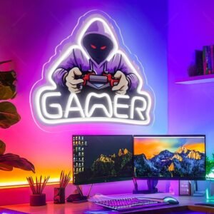 Gamer Neon Sign for Gaming Room | LED Gaming Wall Light - 24In x 24In