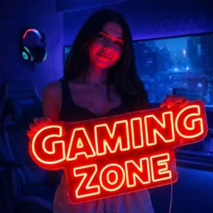 Gaming Zone Neon Sign – Large Red LED Wall Light for Gaming Room