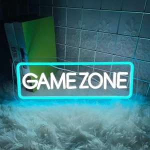 GAMEZONE Neon Sign – Rectangular LED Gaming Room Wall Light | Game Room Decor