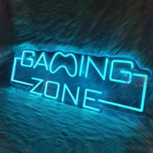 Gaming Zone Neon Sign – Ice Blue LED Light for Gaming Room & Setup