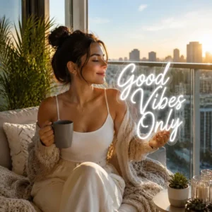 Good Vibes Only LED Neon Sign – Warm White Sign for Cosy Corners