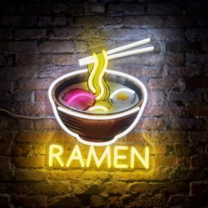 Japanese Ramen Neon Sign – Dimmable LED Noodle Bowl Wall Light for Restaurant, Café, Kitchen & Food Bar Décor