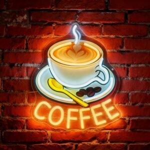 Coffee Cup Neon Sign – Dimmable USB LED Wall Light for Café, Coffee Bar, Kitchen & Shop Décor