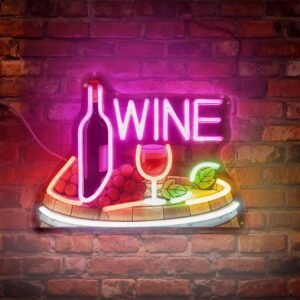Wine Neon Sign – Dimmable USB LED Wall Light for Home Bar, Restaurant, Pub, Club & Bistro Décor