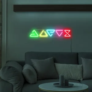 Geometric Triangle Neon Sign – Multicolour LED Light for Desk & Gaming Setup - 30In x 12In