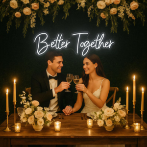 Better Together Neon Sign – Cool White LED Light for Wedding Backdrop