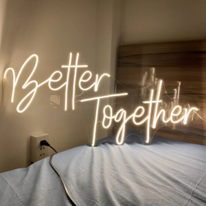 Better Together LED Neon Sign – Stacked Script Light for Bedroom Decor - 36In x 18In
