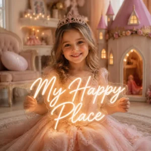 My Happy Place Neon Sign – Warm White LED Light for Kids Room & Nursery