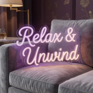 Relax & Unwind Neon Sign – Two-Tone LED Light for Spa & Living Room