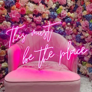 This Must Be The Place Neon Sign – Hot Pink LED Light for Home & Events - 30In x 18In